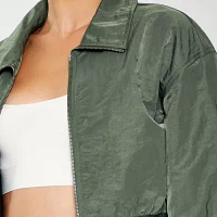 Forever 21 Satin Trim Nylon Lightweight Womens Juniors Bomber Jacket