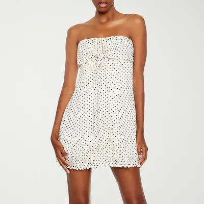 Forever 21 Mesh Polkadot Mini Womens Sleeveless Dots A-Line Dress Juniors