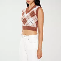 Forever 21 Juniors Cozy Plaid Cropped Sweater Womens Vest