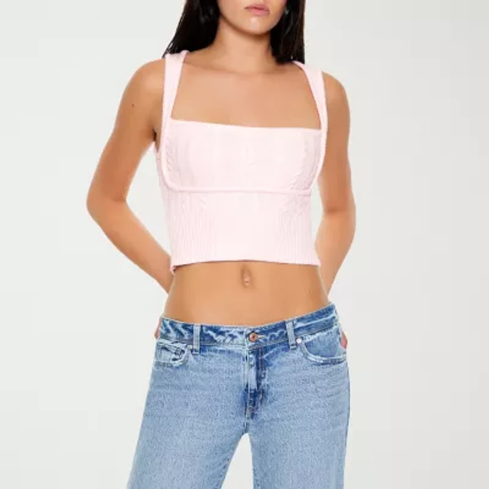 Forever 21 Womens Square Neck Sleeveless Crop Top Juniors