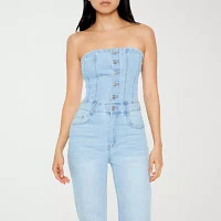 Forever 21 Denim Womens Sleeveless Jumpsuit-Juniors