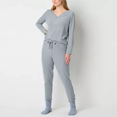 Jaclyn Womens V-Neck Long Sleeve 3-pc. Pant Pajama Set