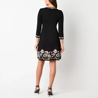 Jessica Howard Womens 3/4 Sleeve Scroll Sweater Dress