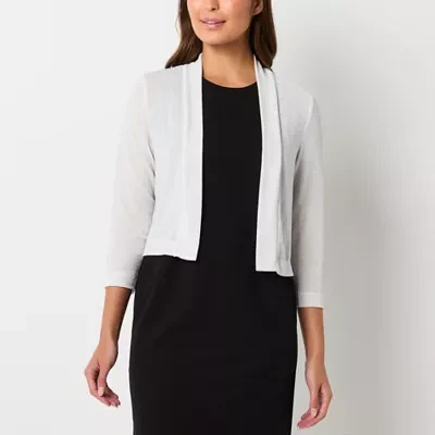 Perceptions Glitter Womens 3/4 Sleeve Shrug