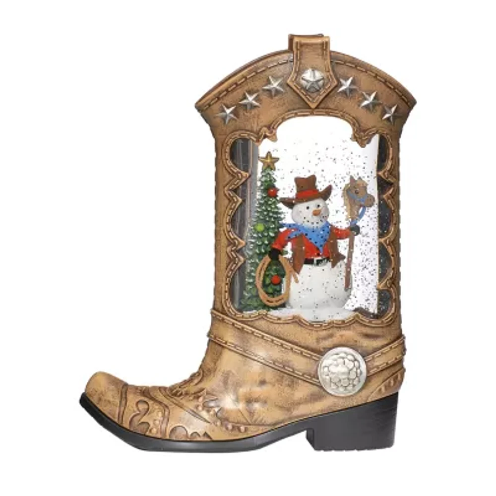 Roman 10.2in Lighted Swirl Boot Christmas Tabletop Decor