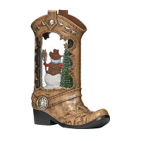 Roman 10.2in Lighted Swirl Boot Christmas Tabletop Decor