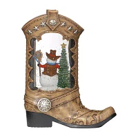 Roman 10.2in Lighted Swirl Boot Christmas Tabletop Decor