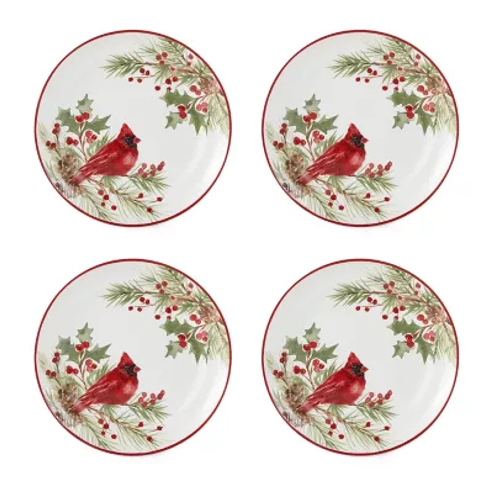 North Pole Trading Co. Holly Berry 4-pc. Stoneware Salad Plate