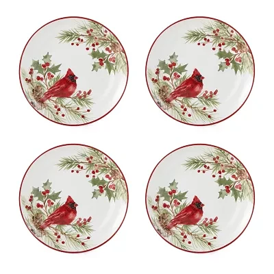 North Pole Trading Co. Holly Berry 4-pc. Stoneware Salad Plate