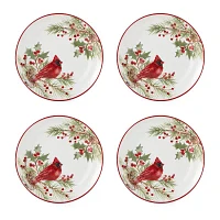 North Pole Trading Co. Holly Berry 4-pc. Stoneware Salad Plate