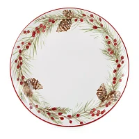 North Pole Trading Co. Holly Berry Stoneware 4-pc. Dinner Plate