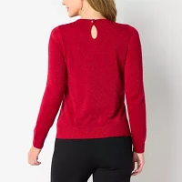 Liz Claiborne Womens Crew Neck Long Sleeve Pullover Sweater