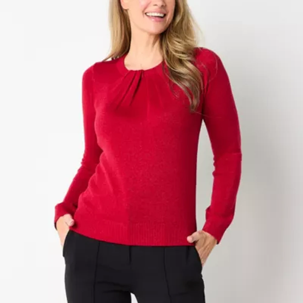 Liz Claiborne Womens Crew Neck Long Sleeve Pullover Sweater