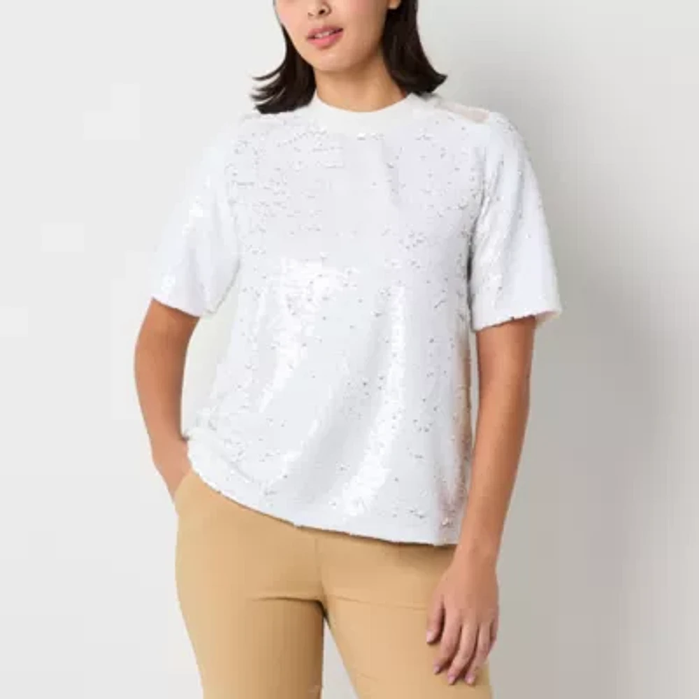 52seven Womens Crew Neck Short Sleeve T-Shirt