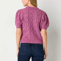 St. John's Bay Womens Crew Neck Elbow Sleeve Pullover Sweater