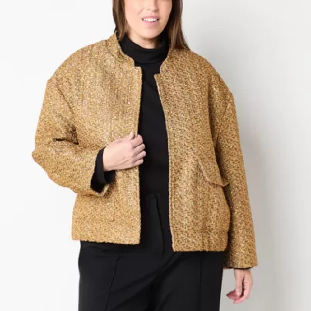 Liz Claiborne Midweight Womens Plus Bomber Jacket