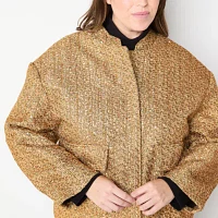 Liz Claiborne Midweight Womens Plus Bomber Jacket