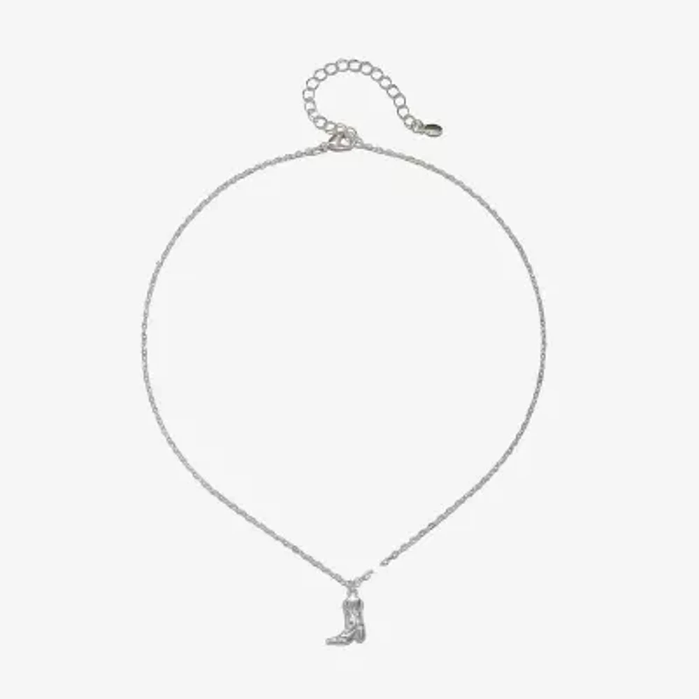 Bijoux Bar Delicates Silver Tone Boots 16 Inch Link Pendant Necklace