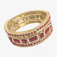 Bijoux Bar Gold Tone Red Crystal Stretch Bracelet