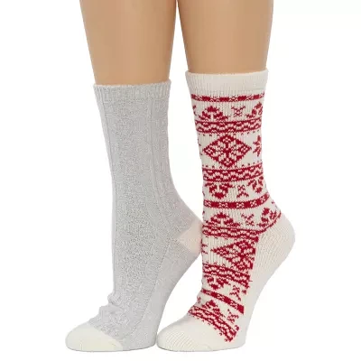 Cuddl Duds 2 Pair Crew Socks Womens