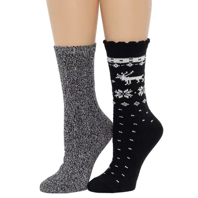 Cuddl Duds 2 Pair Crew Socks Womens