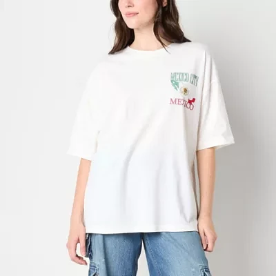 Ripple Junction Juniors Mexico City Oversized Tee Womens Crew Neck Short Sleeve Graphic T-Shirt