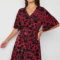 R & K Originals Womens Elbow Sleeve Floral Fit + Flare Dress