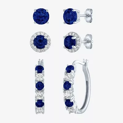 Gemstone Sterling Silver 3 Pair Jewelry Set