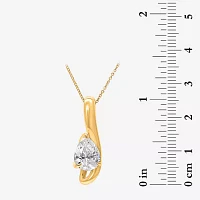 (I / I1) Womens 2 CT. T.W. Lab Grown White Diamond 10K Gold Pear Pendant Necklace