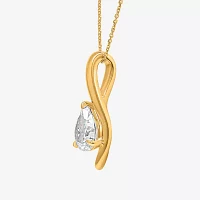 (I / I1) Womens 2 CT. T.W. Lab Grown White Diamond 10K Gold Pear Pendant Necklace