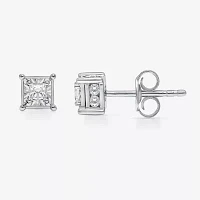 I / I1) / CT. T.W. Lab-Grown White Diamond 10K White Gold Round Stud Earrings