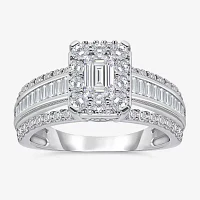 (I / I1) Womens 2 CT. T.W. Lab Grown White Diamond 10K Gold Side Stone Engagement Ring