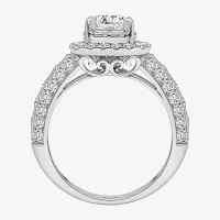 (I / I1) Womens 2 CT. T.W. Lab Grown White Diamond 10K Gold Round Side Stone Engagement Ring