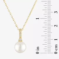 Yes, Please! Womens White Cultured Freshwater Pearl 14K Gold Over Silver Sterling Silver Round Pendant Necklace