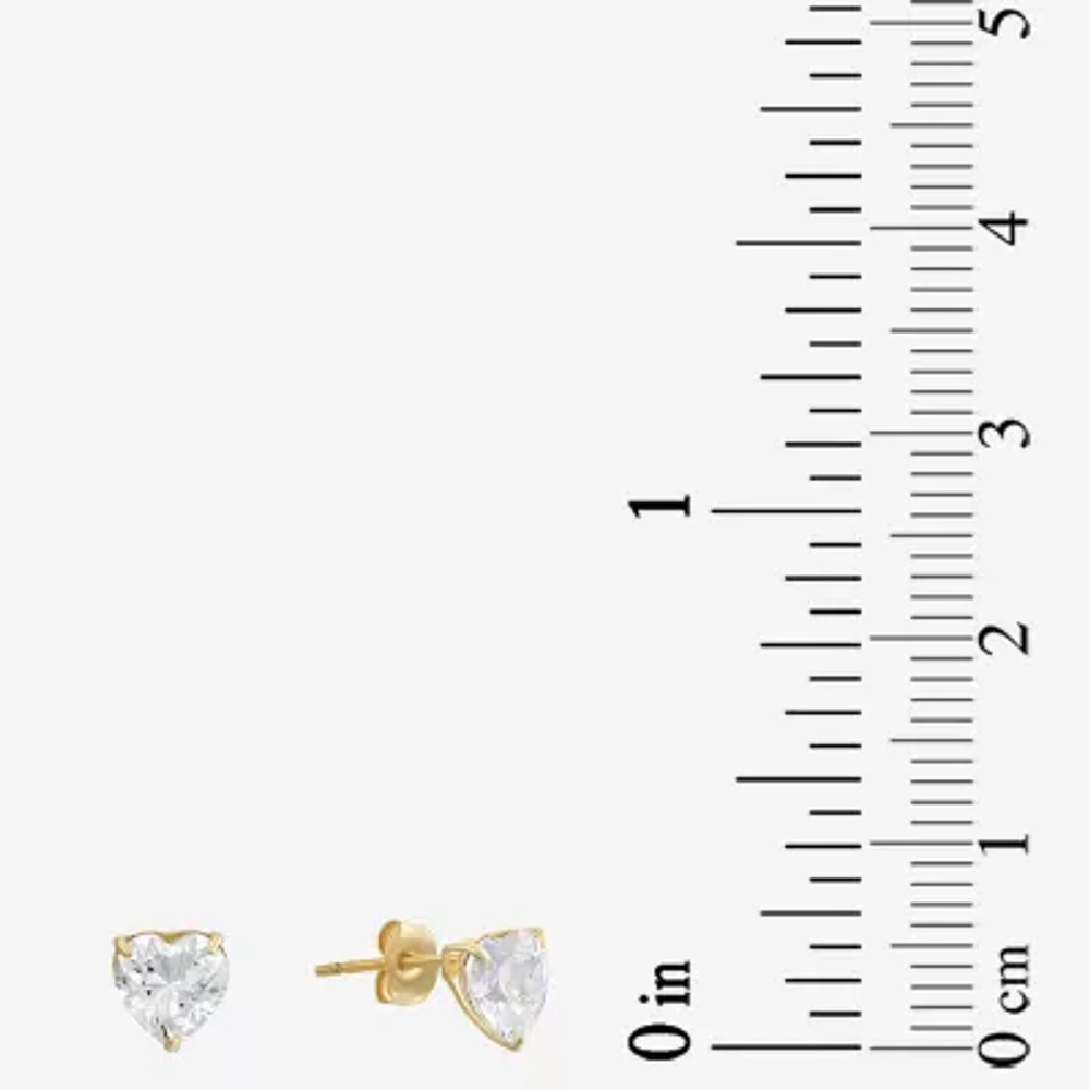 Heart Cubic Zirconia 10K Gold Stud Earrings