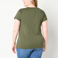 St. John's Bay Womens Plus Crew Neck Short Sleeve T-Shirt