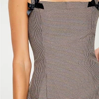 Forever 21 Bow Detail Mini Womens Sleeveless Checked A-Line Dress Juniors