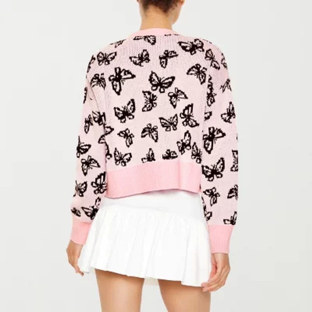 Forever 21 Butterfly Womens Long Sleeve Button Cardigan Juniors