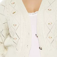 Forever 21 Rosette Womens Long Sleeve Button Cardigan Juniors Plus