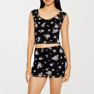 Forever 21 Mesh Floral Womens Juniors V Neck Sleeveless Tank Top