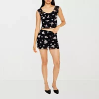 Forever 21 Mesh Floral Womens High Rise A-Line Skirt-Juniors