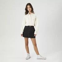 Forever 21 Juniors Cropped Woven Womens Long Sleeve Button-Down Shirt