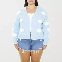 Forever 21 Cloud Womens V Neck Long Sleeve Button Cardigan Juniors Plus