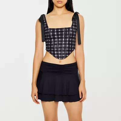 Forever 21 Bow Shoulder Womens Square Neck Sleeveless Crop Top Juniors