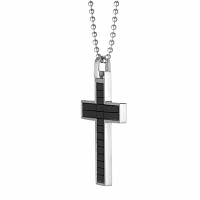 Mens Stainless Steel Cross Inch Pendant Necklace