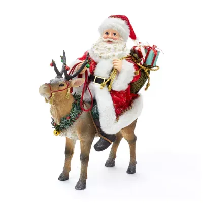 Kurt Adler 11.5-Inch Fabriché™  On Reindeer Santa Figurine