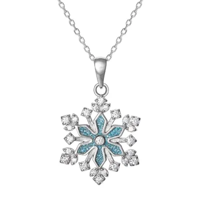 DiamonArt® Womens 1/3 CT. T.W. White Cubic Zirconia Sterling Silver Snowflake Pendant Necklace