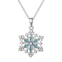 DiamonArt® Womens 1/3 CT. T.W. White Cubic Zirconia Sterling Silver Snowflake Pendant Necklace