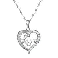 DiamonArt® Womens White Cubic Zirconia Sterling Silver Heart Pendant Necklace