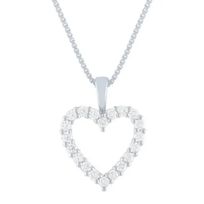 (G-H / Si1-Si2) Womens 1/4 CT. T.W. Lab Grown White Diamond Sterling Silver Heart Pendant Necklace